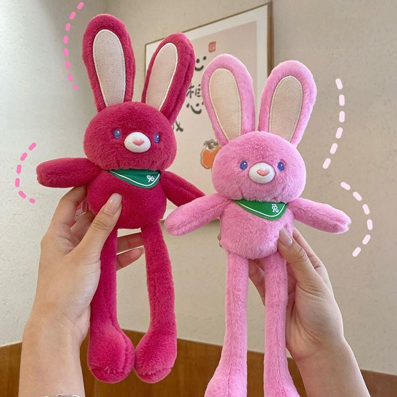 Pull Strawberry Ears Rabbit Keychain Animal Plush Doll Pendant Creative Gift