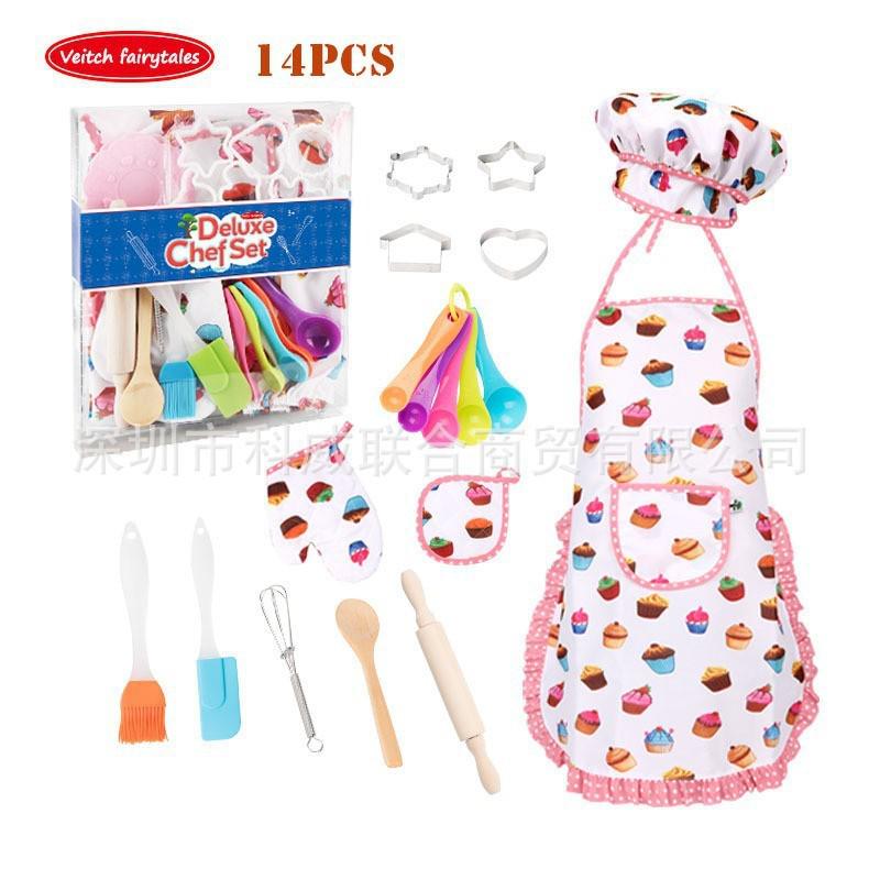 Çocuk Mutfak Oyun Seti: Mutfak Gereçleri, Pişirme Aletleri, Önlük & Şef Şapkası