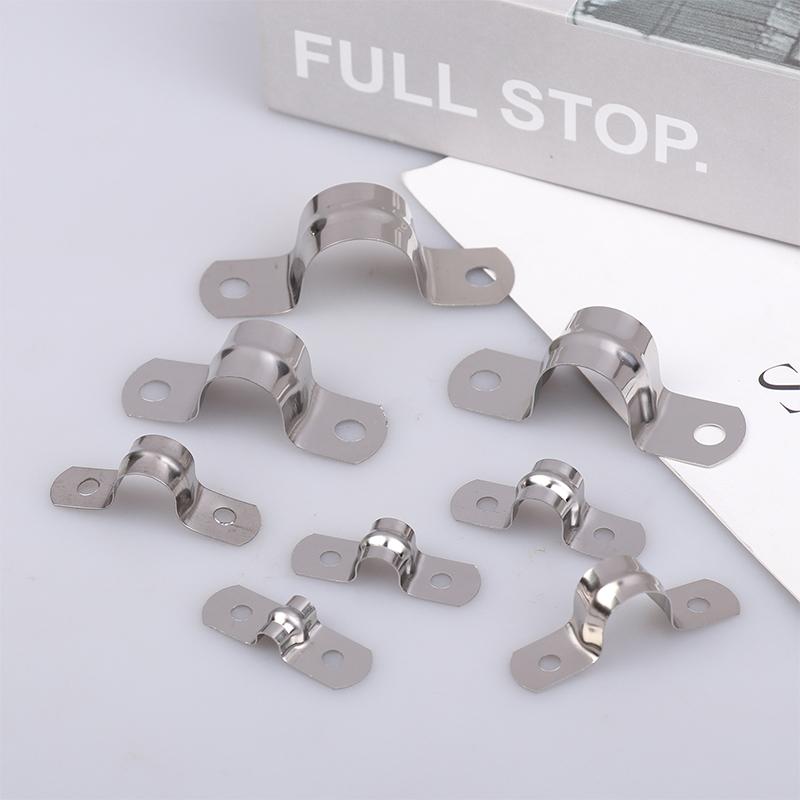 20Pcs M5-20 Rigid Pipe Strap Stainless Steel 2 Holes Cable U Bracket Pipe Clamp For Fixing Pipe Or Cable Horseback Saddle Clamp
