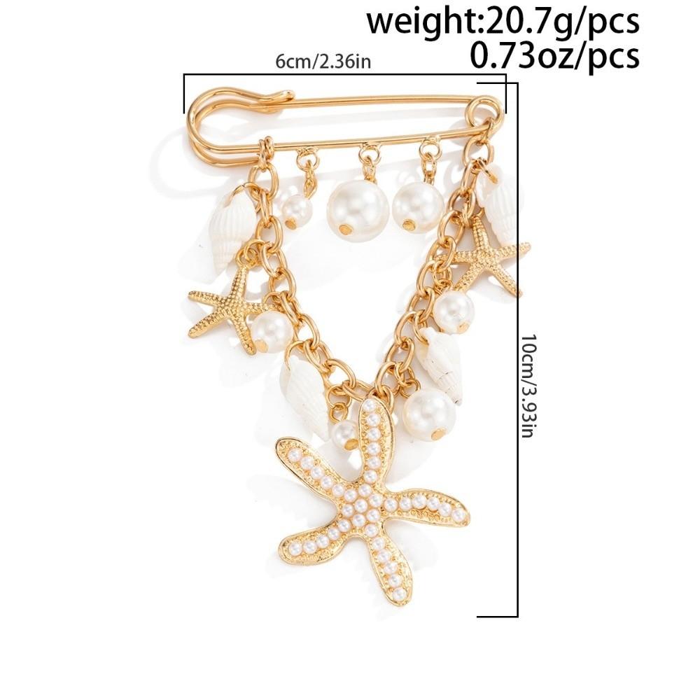 Ocean Style Seashell Brooch Multi-use Pearl Brooch Delicate Gloss Beach Brooch Summer Party