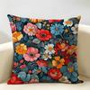 Art Classic Floral Pattern Cushion Cover Durable Hypoallergenic Organic Linen Short Pillow Cover Washable