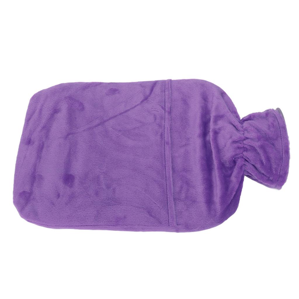 Hot Water Bottle with Plush Cover Men Women 2L PVC Soft Hot Water Bag for Neck Shoulder Soreness Purple