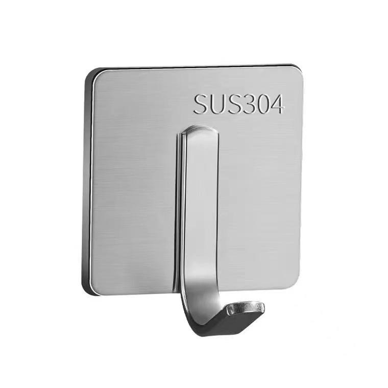 No-Punch Stainless Steel Adhesive Hook for Coats and Hats - Wall-Mounted for Home, Kitchen, and Bathroom Use