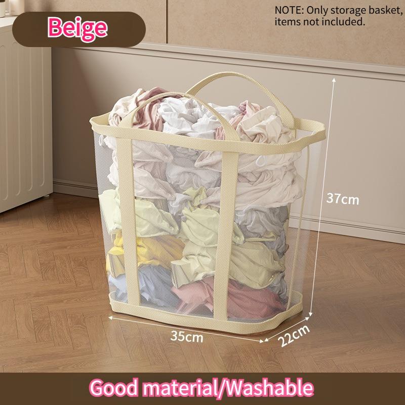 2pcs Collapsible Laundry Basket Organizer Handles Large Capacity Foldable Mesh Clothes Toys Storage Bag Bathroom Laundry Baskets