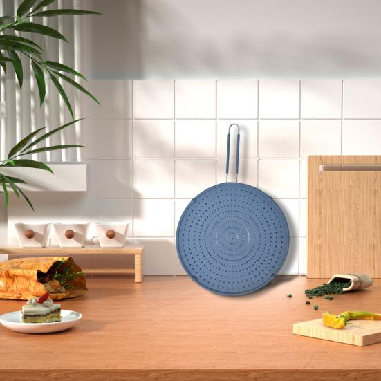 Protezione dagli schizzi di grasso, resistente al calore, antiaderente, per uso alimentare, con manico lungo, in acciaio inossidabile, impedisce gli schizzi di olio, padella antiaderente