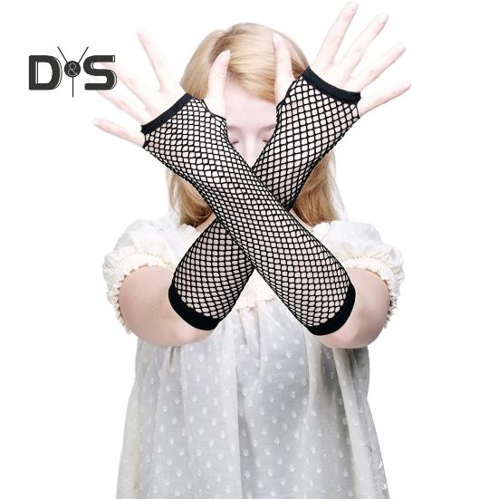 1 Pair Performance Gloves Hollow Out Fishnet Thin High Elasticity Fingerless Thin See-through Cosplay Club Party Festivals Gloves