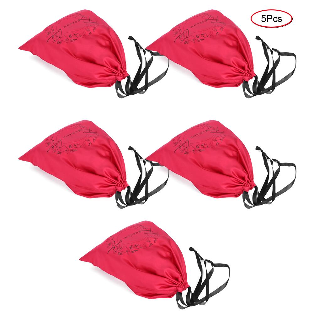 5 Stück Multifunktionale Polyester-Kordelzugbeutel zur Aufbewahrung von Schmuck, Unterwäsche, Kosmetika, Parfüm Rot