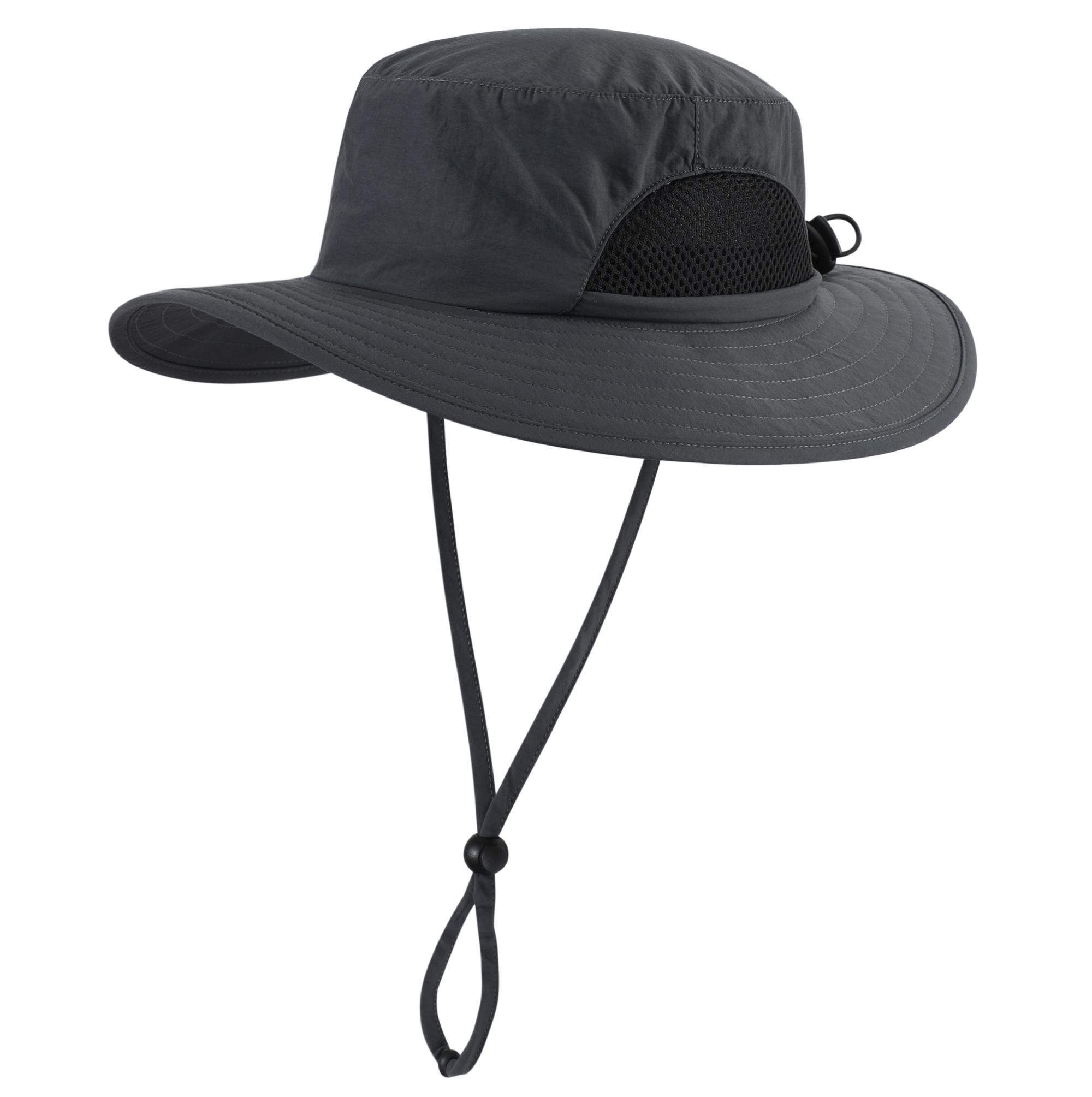 

Connectyle Toddler Boys Kids Sun Hat Outdoor Sports Lightweight Adjustable Breathable Mesh Bucket Hat UV Protection Fishing Hat 5-12T сірий