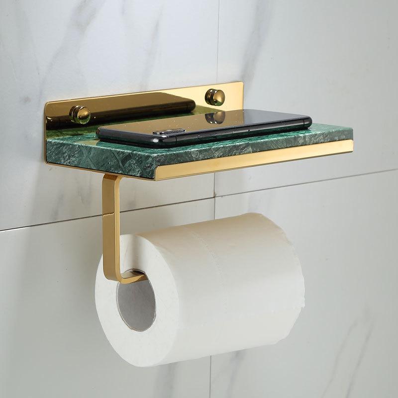 Brass Paper Towel Holder Bathroom Marble Paper Roll Holder Brushed gold/Gold Toilet Paper Plane Mobile Phone Holder White/Green