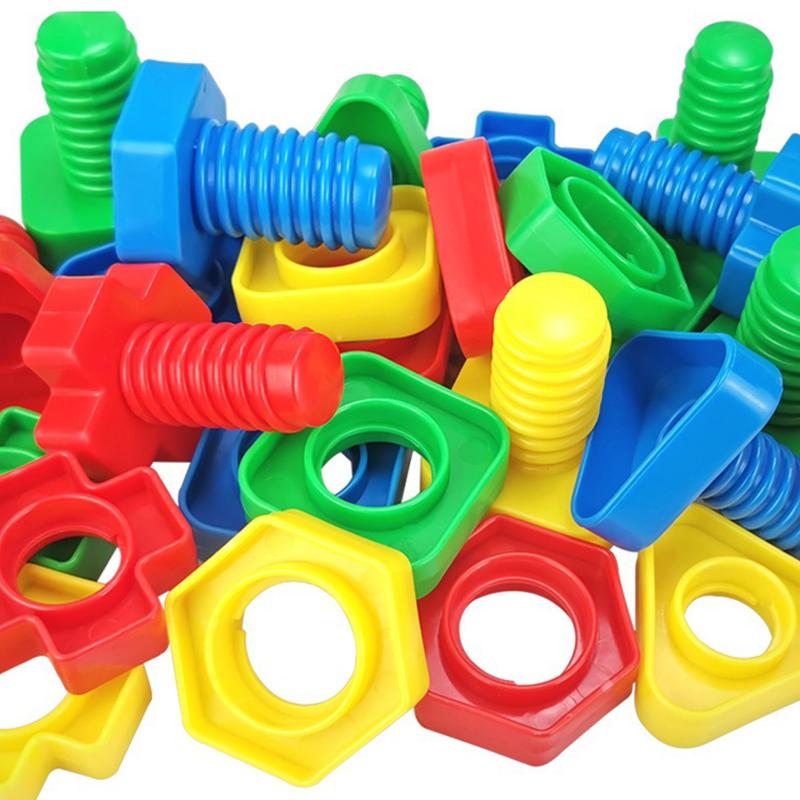 4PCS/Set Colorful Plastic Matching Screw Mix Shape Interactive DIY Nuts And Bolts Color Shape Cognition Toy Educational Prop ZYF