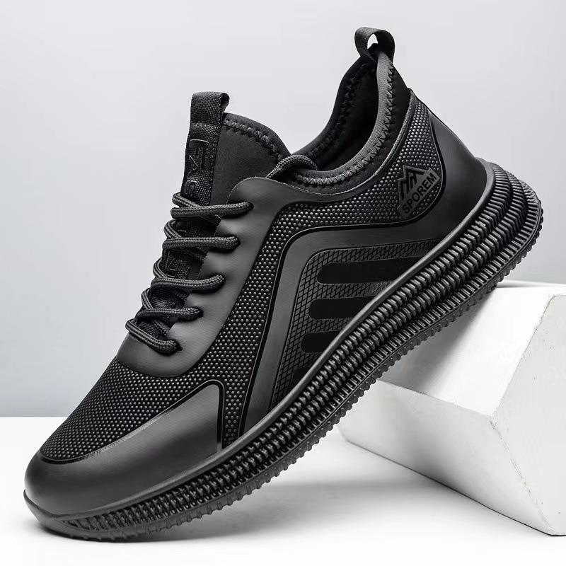 Soft-soled Casual Shoes for Men's New Simple Black Sneakers Breathable and Non-slip Outdoor Tooling Shoes for Men
