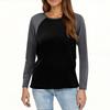 Damen T-Shirt Print Langarm Täglich Mode Basic Rundhals Raglanärmel Top