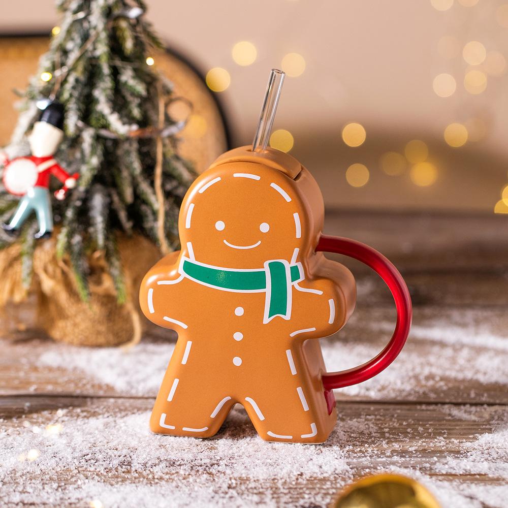 

Милая Милая Керамическая Кружка для Воды в виде Пряничного Человечка для Девочки, Пары, Рождественский Подарок, Офис, Дом, Чаепитие 460ml