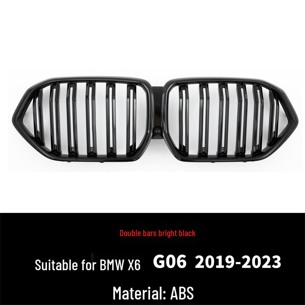 Compatible Gloss Black Tricolor Front Grille Stripe for BMW X6 G06 2019-2023, Single & Double Line Models
