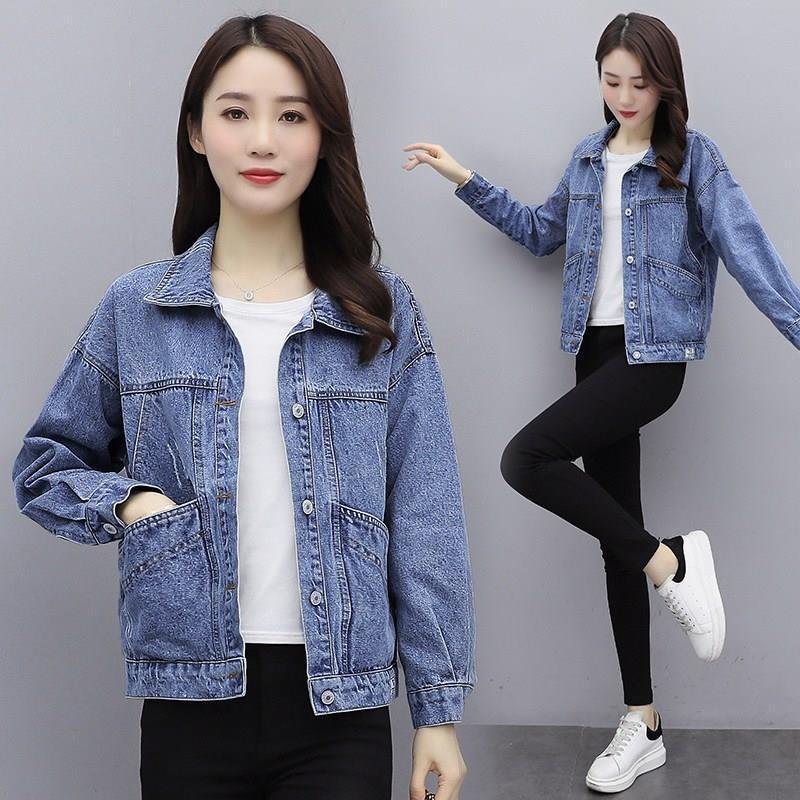 Women's Long Sleeve Loose Fit Short Denim Jacket - Korean Style for Spring/Autumn 2025