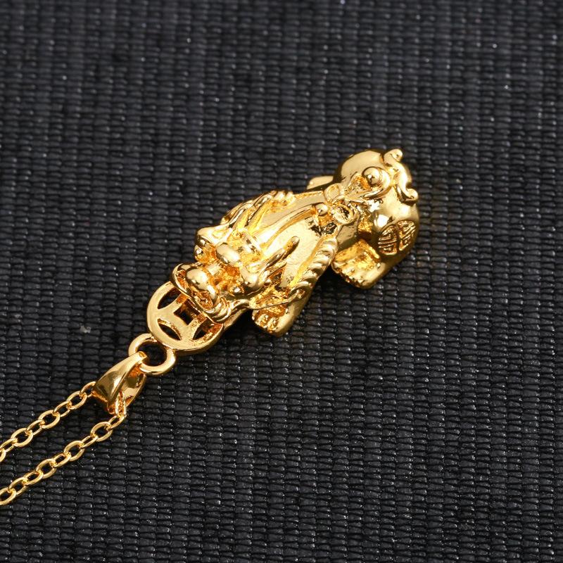 Ювелирные изделия Золотой Благоприятный Подвеска Жуи Пиксю Ретро Стиль Зодиакальный Дракон Парная Цепочка