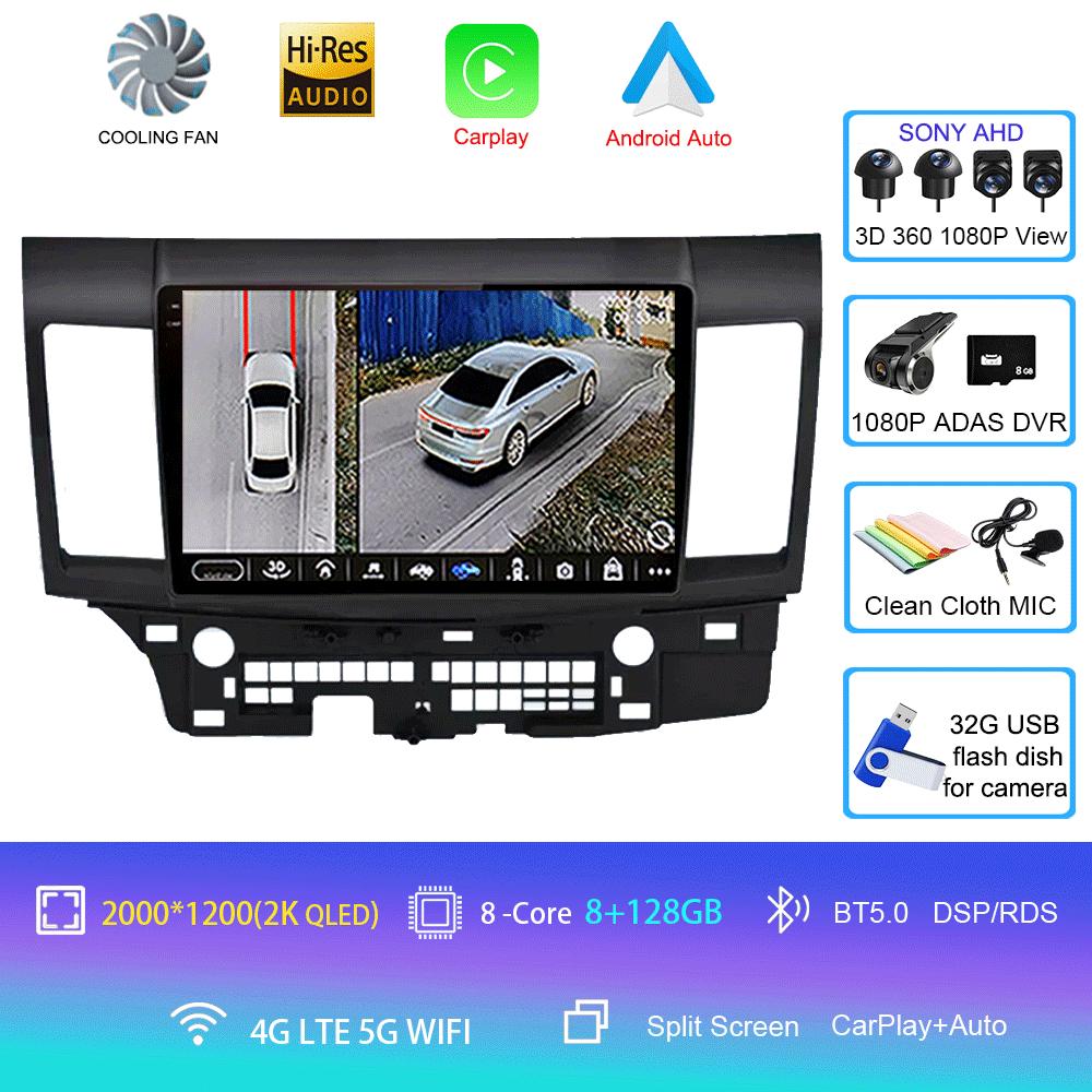Android 14 For Mitsubishi Lancer 10 CY 2007-2012 10Inch Car Radio Stereo Audio GPS Player Carplay Auto Screen WIFI+4G
