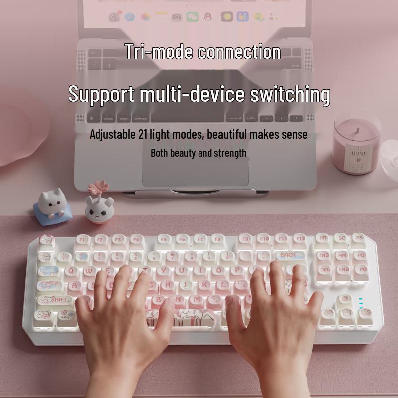 Front Runner White Cat Themed Mechanical Keyboard