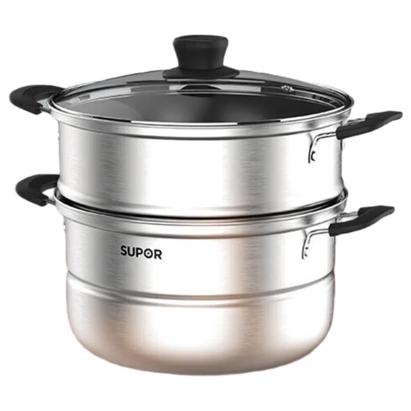 Supor 26cm Edelstahl Doppelschicht Dampfgarer