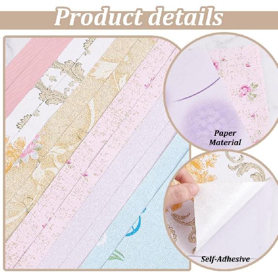 PH PandaHall 12 Листов Обои для Кукольного Домика, 6 Цветов Бумажные Половые Доски Водонепроницаемые Настенные Наклейки Напольная Бумага Глянцевая Картонная Лист для Модели, Песочного Стола