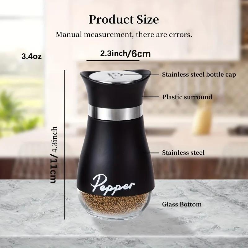Refillable Salt and Pepper Shakers Set Stainless Steel 2 Pcs Spice Bottles Container for Home Restaurant Picnic Kitchen Accessories