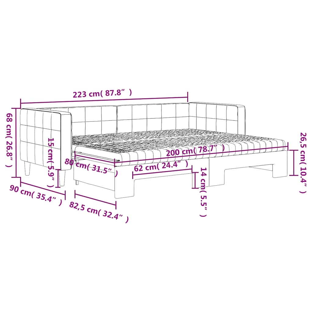 Extendable Daybed with Mattresses Dark Green 80 X 200 Cm Velvet