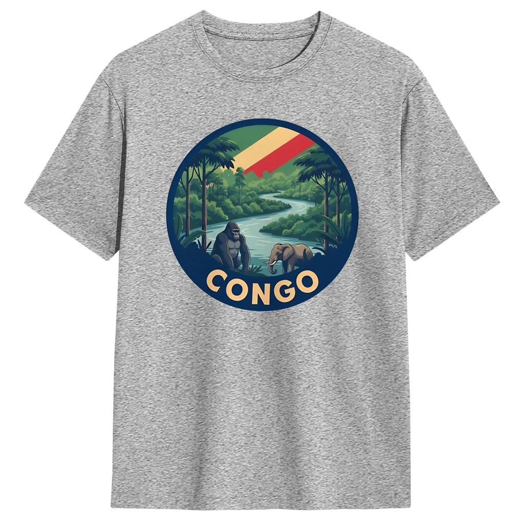 Unisexs Congo Flag T Shirt Pure Cotton Clothes Funny Short Sleeve Crewneck Tee Shirt Plus Size TShirts