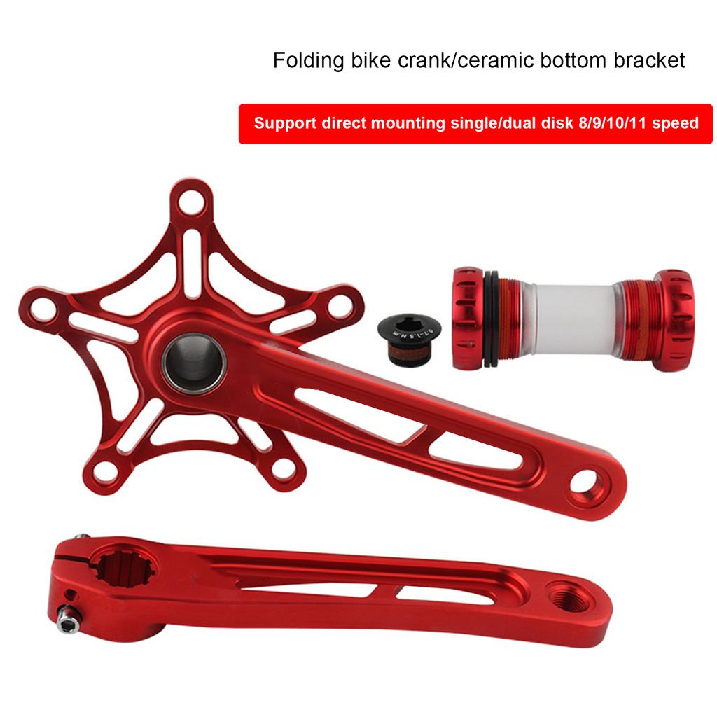 Road Bike   130BCD Crankset Folding Bike Aluminum Alloy Hollow Crank Arm Set(Black )