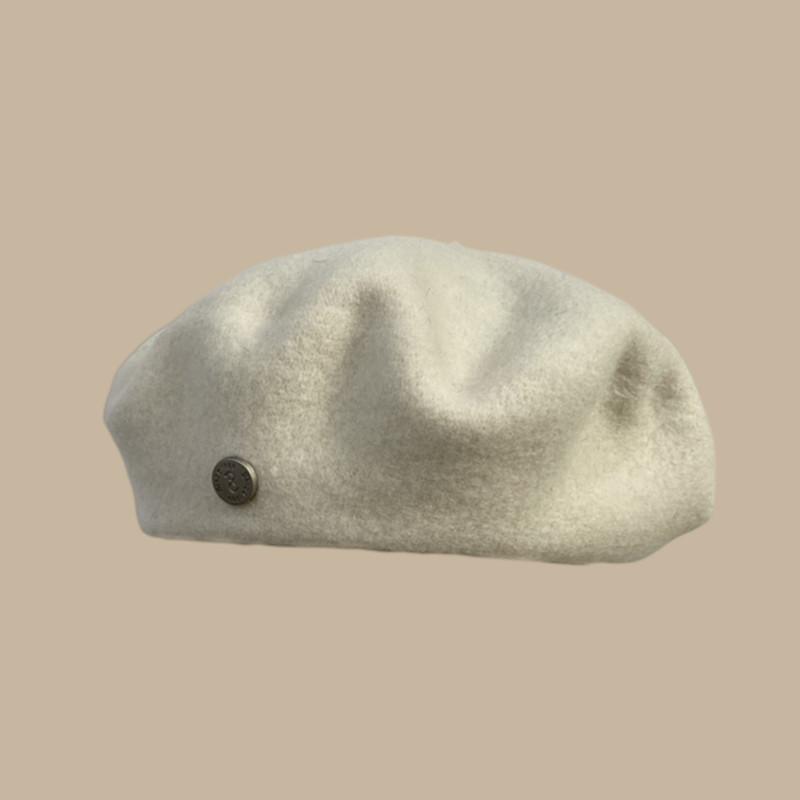 High Quality Woolen Beret Female Autumn and Winter Temperament Retro Painter Hat Brown Showing Small Face