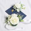 4 Pcs Hand Flower for Bride Bridesmaid Rose Wrist Corsage Boutonniere Set for Men Wedding Wrist Flower Corsage Prom Decor Groom Boutonniere