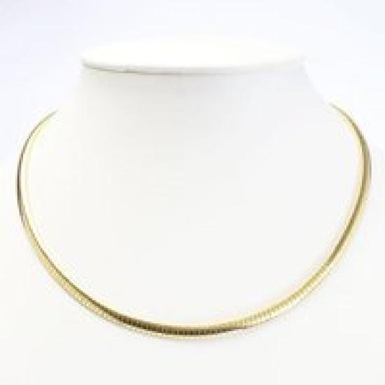 Silver Omega Necklace Gold Finish Made In Italy SV925 Hook Type