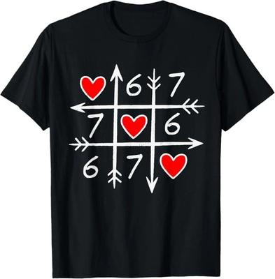 Valentinstag Six Seven 67 Meme 6 7 Herz Jungen Mädchen Kinder T-Shirt