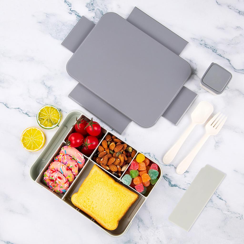 1 szt. Uroczy Wzór Dziecięcy Lunchbox Przenośny Dzielony Szczelny Pojemnik na Żywność Bento Box Do Szkoły Biura Podgrzewanie w Kuchence Mikrofalowej