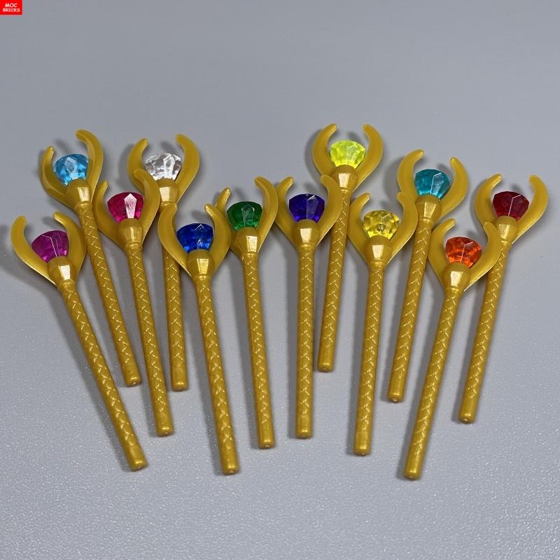 MOC Bricks 4cm Figure Sceptre Gem Rock Wand Stick Building Blocks 93252 30153 Assembled Particles Children's Toys