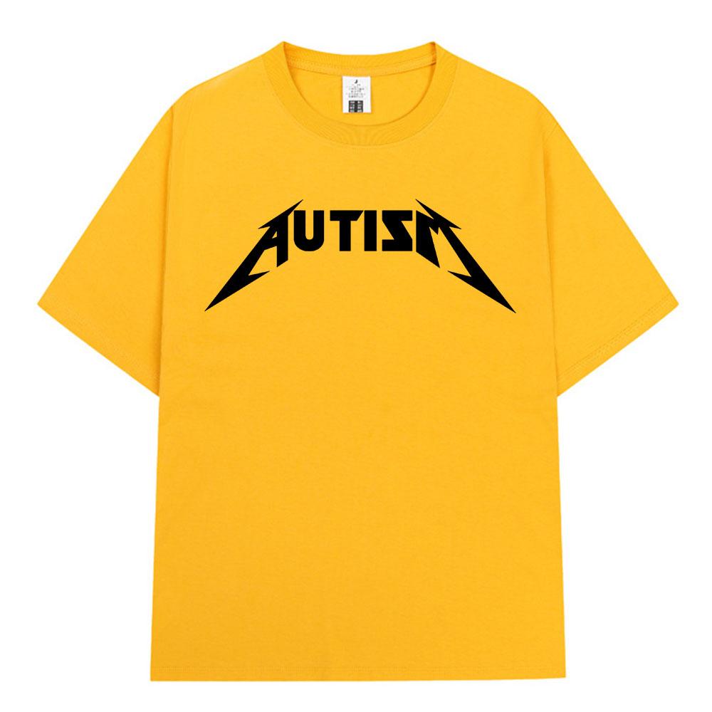 Autism Metal Rock Meme T-shirt Men Women Fashion Hip Hop Short Sleeve Oversized T-shirts 100% Cotton Comfort T Shirts Streetwear