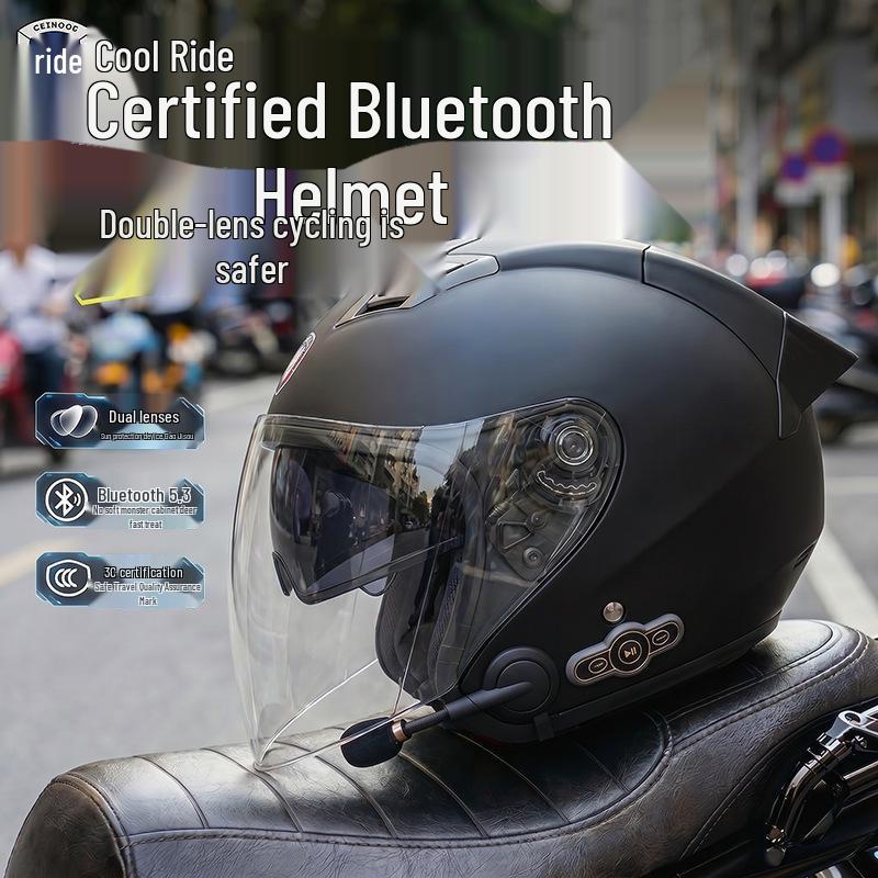 Cool Ride Bao Lightweight Bluetooth Motorcycle Helmet with Double Visor, 3C Certification, Long Battery Life, and Excellent Sound Quality