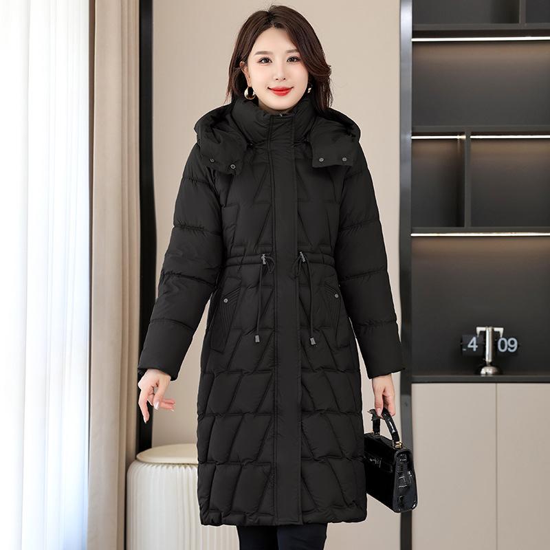 Cold-proof Casual Down Cotton Jacket, Over-the-knee Cotton Jacket, Women's Long Padded Jacket, Winter New Thickened Slim Korean Version