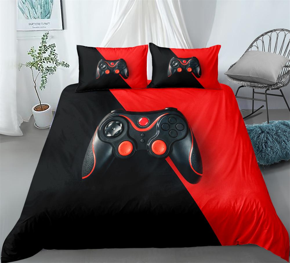 Game Controller Duvet Cover Set 3D Gamepad with Button King Queen Full Twin Size Comforter Cover for Kids Polyester Bedding Set