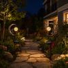 Solar Moon And Hummingbird Garden Light, Outdoor Cracked Glass Ball Stake Lamp for Yard, Waterproof Automatic LED Lighting for Patios Lawns