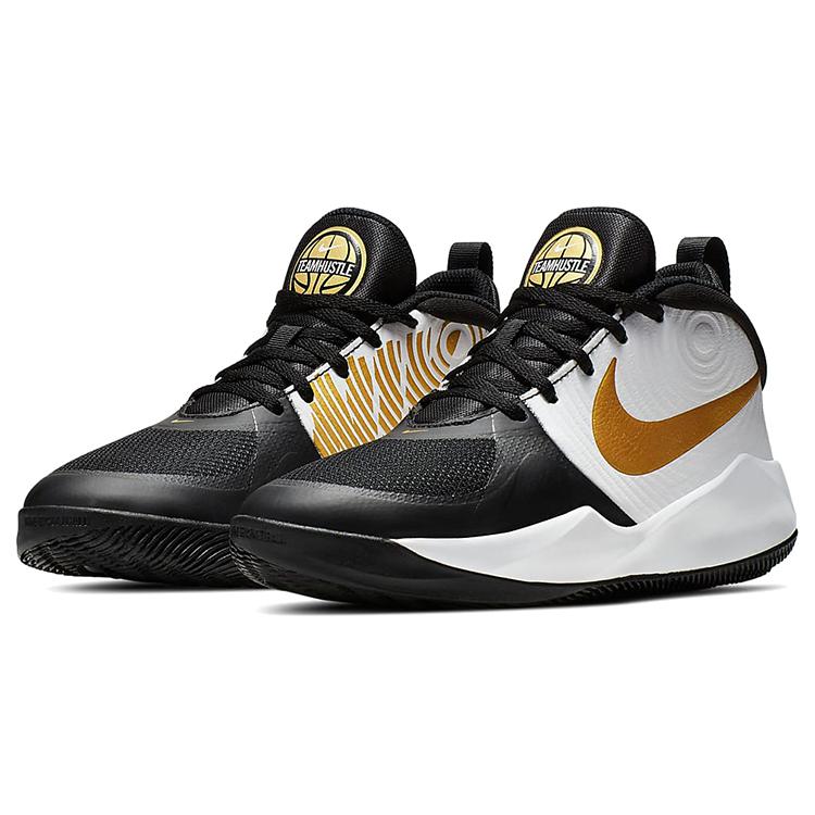 Nike Team Hustle D9 Grade School 'Black Metallic Gold' (Unisex) Black / White / Metallic Gold Kids' Basketball Shoes AQ4224 004