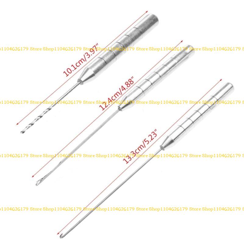 A1A2 3in1 Carp Fishing Rigging Stainless Steel Bait Needle Fish Drill Tackle Set Tool