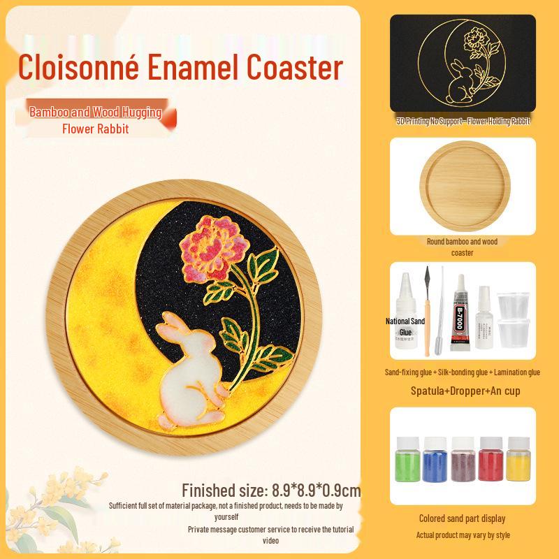 Cloisonné DIY Coaster Kit: Jingtailan No-Wire-Drawing, Chinese Style, Handmade Team Building Activity