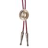 Men Women Vintage Bolo Tie Metal Flower Jewelry Cowboy Braided Rope Necktie Western Necklace with Feathered Pendant
