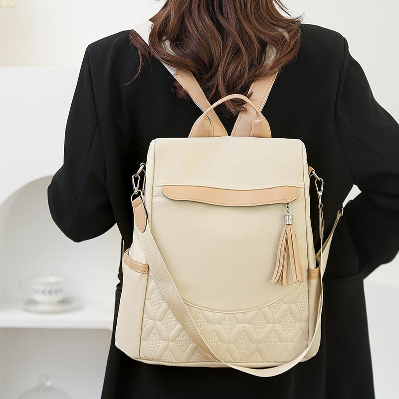 Mochila con Borlas para Mujer Mochila Patchwork de Nailon