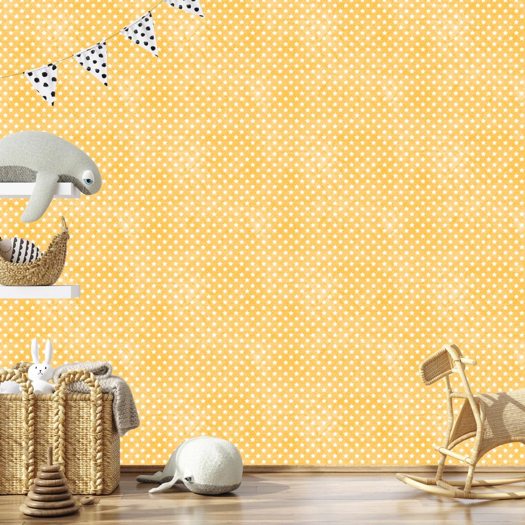 Cream and Gold Stars Wallpaper for Living Room and Bedroom 50x1000
