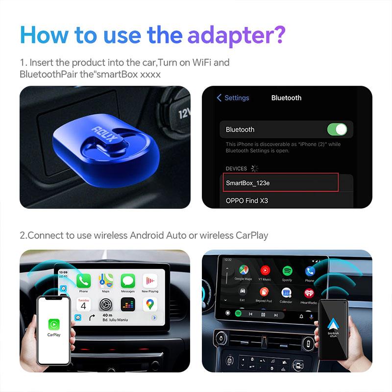 2025 New Mini 2 in1Carplay Android Auto Wired To Wireless Portable Car Navigation USB Interface Fast Transmission Speed Stable