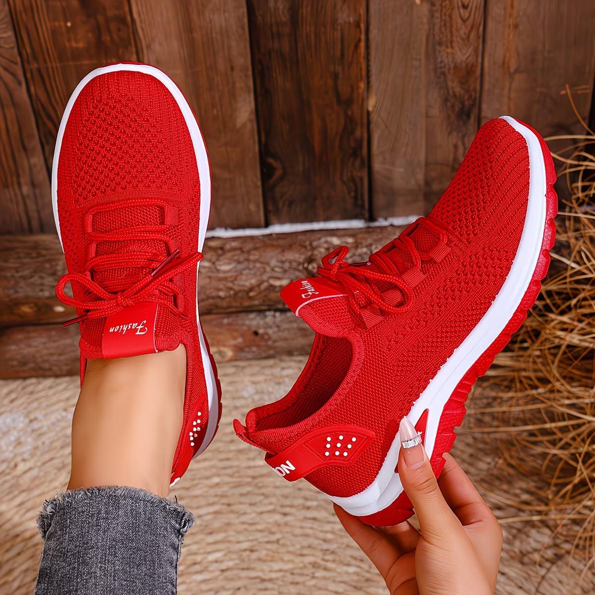 

New Summer Fashionable Sneakers with Breathable Mesh, Quick Lace-Up Design, Slip-Resistant and Durable Sole, Lightweight Casual Shoes, Women Shoes 36 червоний