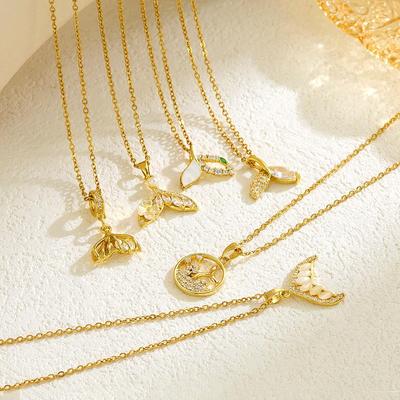 Luxury Fishtail Zircon Necklace: European & American Design, High-End Cool Style, Titanium Steel Clavicle Chain for Women