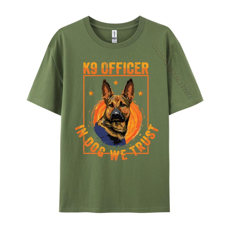 K9 In Dog We Trust Shepherd Thin Blue Light Tshirt Cotton Tops T Shirt for Male Beach Top Tshirts Holiday Plain Shirt
