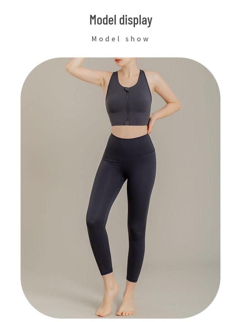 Stötsäker sport-BH i plusstorlek: Dragkedja fram, Justerbar, Vacker ryggdesign för löpning, yoga och fitness